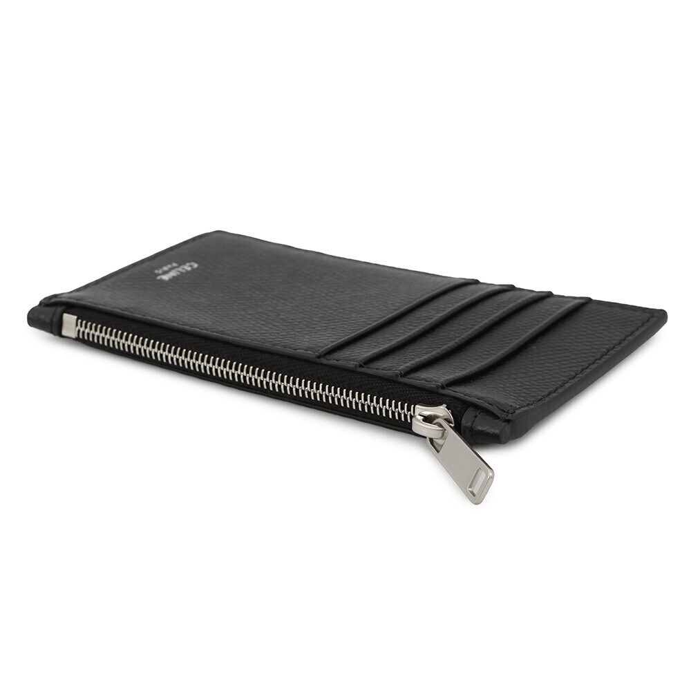 Celine Fragment Grained Wallet Leather Calf Logo Black